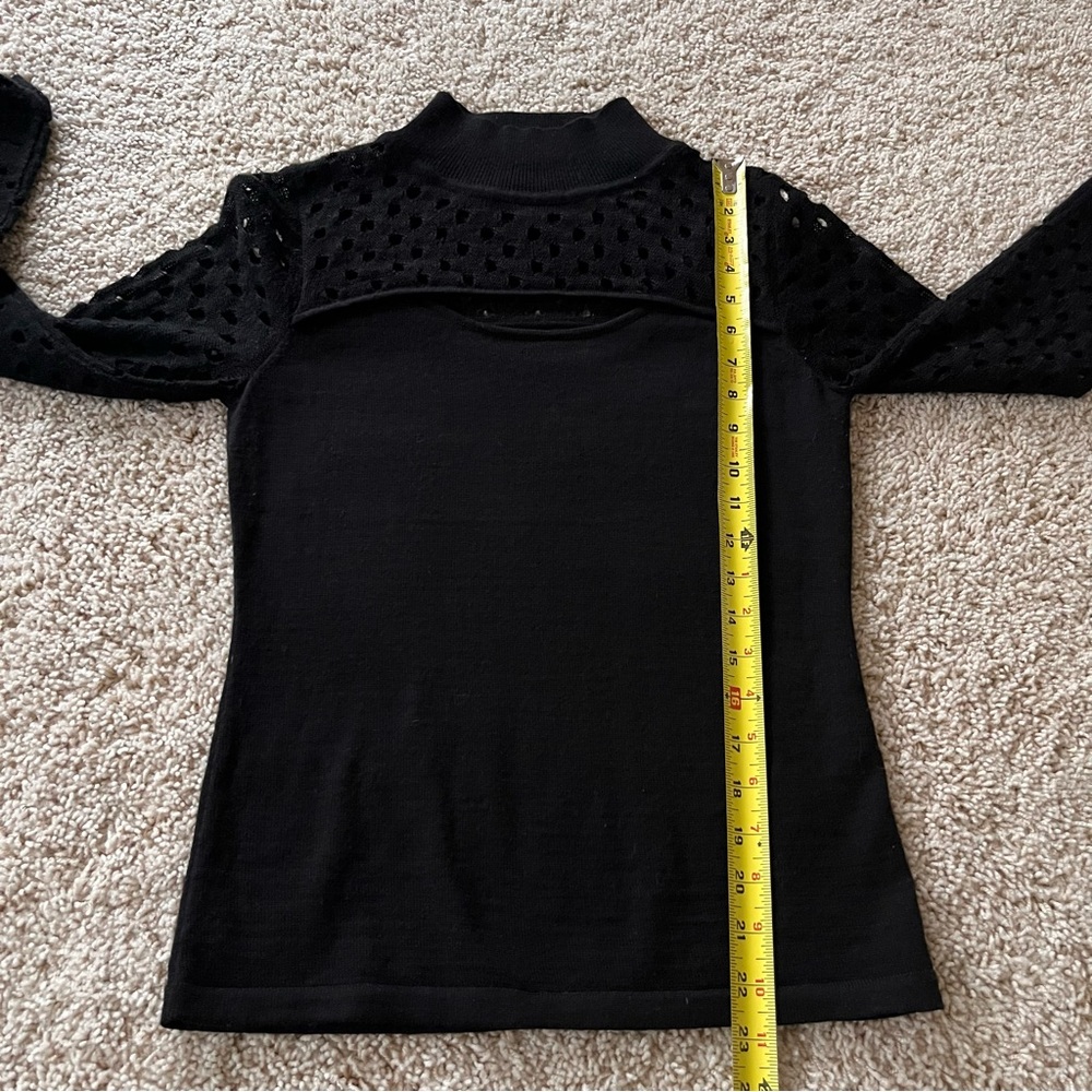 Aqua Sweater XS Black‎ Wool Cut Out Goth Grunge Edgy Dark Coquette Architectural - Picture 7 of 10